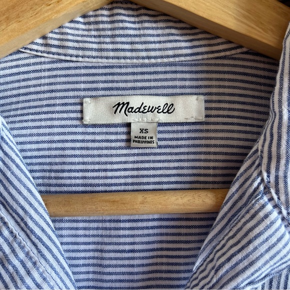 Madewell Side Button Striped Popover Shirt • XS • Blue and White Stripes - Picture 8 of 13